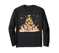 Funny Corgi Christmas Lights Tree Dog Lover Xmas Long Sleeve T-Shirt