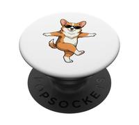 Funny Corgi Dog Dancing Dance Pose Sunglasses PopSockets Adhesive PopGrip