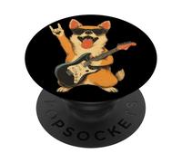 Funny Corgi Dog Lover Rock Music Graphic Playful Vibrant PopSockets Adhesive PopGrip