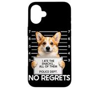 Funny Corgi Mugshot I Ate the Snacks No Regrets Case for iPhone 16 Plus
