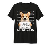 Funny Corgi Mugshot I Ate The Snacks No Regrets Premium T-Shirt