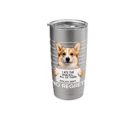 Funny Corgi Mugshot I Ate The Snacks No Regrets Stainless Steel Insulated Tumbler