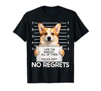Funny Corgi Mugshot I Ate The Snacks No Regrets T-Shirt