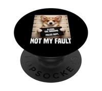 Funny Corgi Mugshot Illegal Tail Wagging Not My Fault PopSockets Adhesive PopGrip