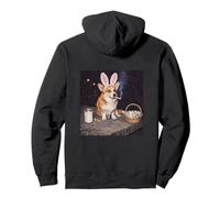 Funny Corgi Retro Bunny Ears Smoking Easter Eggs Gen Z Pullover Hoodie