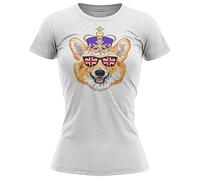 Funny Corgi Union Jack Womens T Shirt, Funny Platinum Jubilee Gifts, Queens Crown