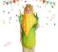 Funny Corn Costume Outfit, Maize Party Apparel Wear, 35 Inches Corn Costume with Pull On Feature, Lightweight Polyester Food Theme, Novelty Outfit with Harvest Festival Style, Role Play