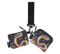 Funny Corn Snake Women's Coin Pouches Card Holder Thin Flat Business Card Case Money Organizer with Wristlet Strap for Women 2 Pcs tarjeteros para