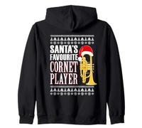 Funny Cornet Humour from Santa at Christmas for Brass Band Zip Hoodie