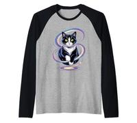 Funny Cosmic Cat Floating Space Kitty Galaxy Humor Women Men Raglan Baseball Tee