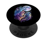 Funny Cosmic Frogs Howling at the Moon Fantasy Art PopSockets Adhesive PopGrip