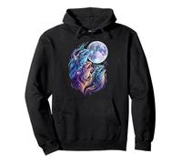 Funny Cosmic Frogs Howling at the Moon Fantasy Art Pullover Hoodie