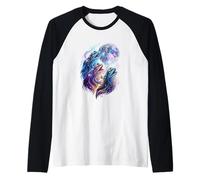 Funny Cosmic Frogs Howling at The Moon Fantasy Art Raglan Baseball Tee