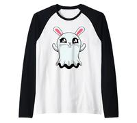 Funny Costume Cute Bunny Ghost Halloween Raglan Baseball Tee