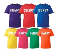 Funny Costume Seven 7 Dwarfs T-Shirt, Happy Bashful Dopey Funny Cartoon Multiple Colours Designs Unisex Kids Adults Top (Royal Blue(Dopey), L)