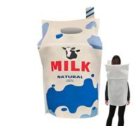 Funny Costumes, Milk Carton Party Outfit, 23.62x15.75 inches Creative Humor Clothing, Lightweight Fabric, Easy Slip On Style for Stage Performance, Holiday, School Events