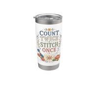 Funny Count Twice Stitch Once Needlework Stainless Steel Insulated Tumbler