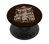 Funny Country Music Jesus Christian Line Dancing PopSockets Adhesive PopGrip