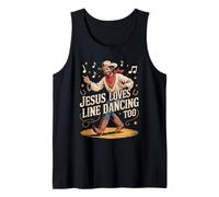 Funny Country Music Jesus Christian Line Dancing Tank Top