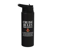 Funny Couples Cruise Rules Matching Vacation Stainless Steel Insulated Water Bottle