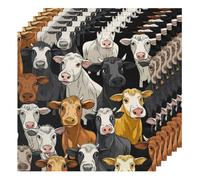 Funny Cow Animal Cloth Napkins Set of 6, Dinner Napkins Cloth 50 x 50 cm, Soft & Comfortable Reusable Napkin for Party Wedding Napkins