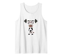Funny Cow Barbell Workout Tank Top, Men, White, Medium
