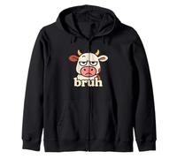 Funny Cow Bruh Meme Humor Animal Lover Boys Girls Kids Zip Hoodie
