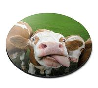 Funny Cow Cattle Animals Farmer - Flexible Round 5mm Rubber Mouse Mat Pad Office Home Novelty Printed Desk Accessory 12444
