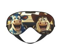 Funny Cow Driving Pattern Print Sleep Mask with Adjustable Strap, Comfortable Eye Cover for Travel, Yoga, Napping, Sleeping & Relaxation