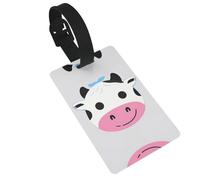 Funny Cow Luggage Tags for Suitcases, PVC Suitcase Tag with Secure Strap Suitcase Identifier with Privacy Name Card for Travel Bag Tags Personalized Baggage Tag for Women Men
