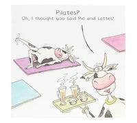 Funny Cow Pilates Birthday Card, 16 x 16 cm, Humorous Design