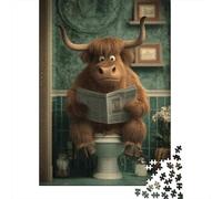 Funny Cow Reading Newspaper Jigsaw Puzzles Puzzle for Adults Kids. 1000 Piece Whimsical Challenge Toy Educational Games Home Decoration for Educational Games Gifts 52x38cm/1000pcs