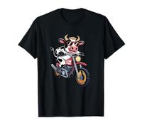 Funny Cow Rider Cow Power Motorcycle Cartoon T-Shirt