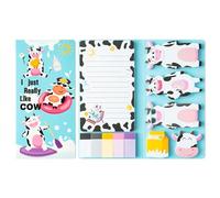 Funny Cow Sticky Notes Set - 550 Sheets I Just Really Like Cow Self-Stick Notes Paper Clips, Novelty Cute Cow Shaped Writing Memo Pads Page Marker for Kids Children Home Office School Supplies Gift