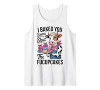 Funny Cow with Cupcakes Cartoon Farm Animal Humor Tank Top