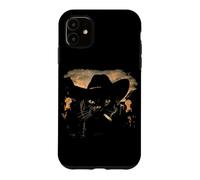 Funny Cowboy Black Cat Smoking Cigarette Black Cat Meme Case for iPhone 11