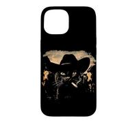 Funny Cowboy Black Cat Smoking Cigarette Black Cat Meme Case for iPhone 15
