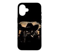 Funny Cowboy Black Cat Smoking Cigarette Black Cat Meme Case for iPhone 16