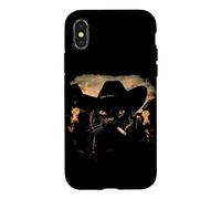 Funny Cowboy Black Cat Smoking Cigarette Black Cat Meme Case for iPhone X/XS