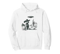 Funny Cowboy Dog UFO Alien Desert Western Scene Graphic Pullover Hoodie