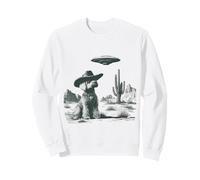 Funny Cowboy Dog UFO Alien Desert Western Scene Graphic Sweatshirt