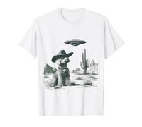 Funny Cowboy Dog UFO Alien Desert Western Scene Graphic T-Shirt