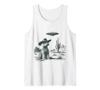 Funny Cowboy Dog UFO Alien Desert Western Scene Graphic Tank Top