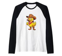 Funny Cowboy Duck Western Wild West Rodeo Raglan Baseball Tee