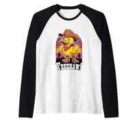 Funny Cowboy Duck Western Wild West Rodeo Raglan Baseball Tee