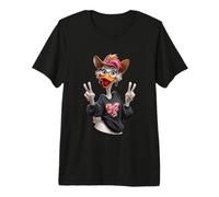 Funny Cowboy Duck with Glasses Peace Sign Retro Bird Lover Premium T-Shirt