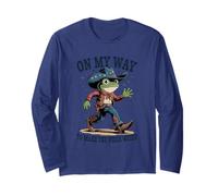 Funny Cowboy Frog On My Way to Make The Vibes Weird Long Sleeve T-Shirt