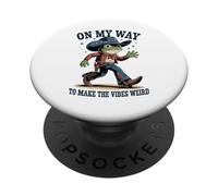 Funny Cowboy Frog On My Way To Make The Vibes Weird PopSockets Adhesive PopGrip