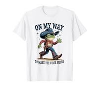 Funny Cowboy Frog On My Way to Make The Vibes Weird T-Shirt
