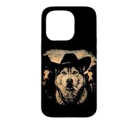 Funny Cowboy Husky Smoking Cigarette Dog Lover Meme Case for iPhone 15 Pro